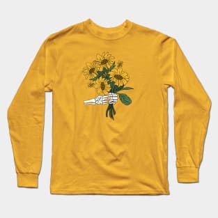 Skeleton holding sunflowers Long Sleeve T-Shirt